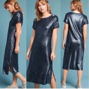 Anthropologie Moulinette Soeurs Blue Interstellar Sequin Midi Dress, Medium.
